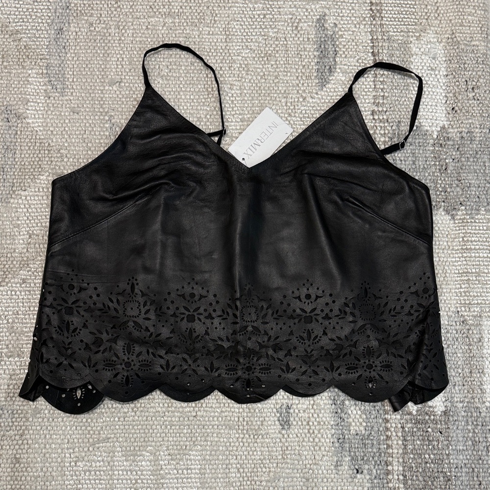 Marissa Webb Black Lace Trim Cami Top